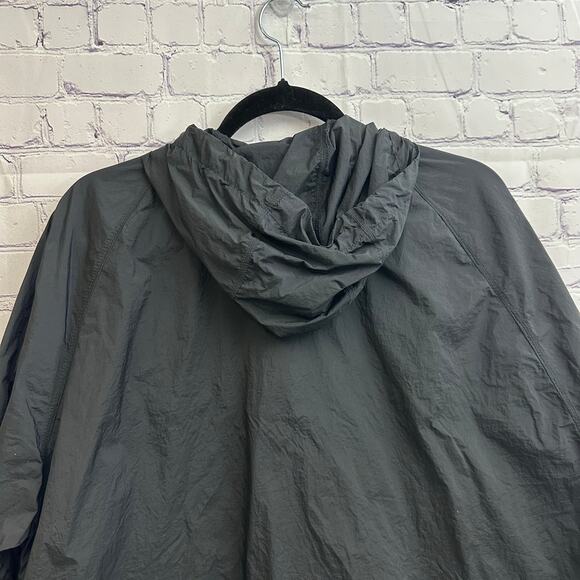 Adidas Black Windbreaker Hooded Half Zip Kangaroo Logo Pocket Medium Layers - Picture 7 of 8
